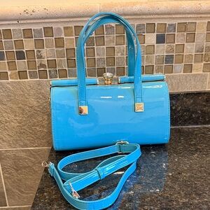 Vintage Turquoise blue Crossbody Bag Vinyl Handbags Women’s purse Evening bag🩵